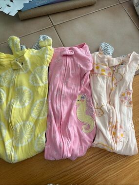 3 Carter's Pink Seahorse Sleep Sack — Girls' Cozy Pink Pajama size 2 t
